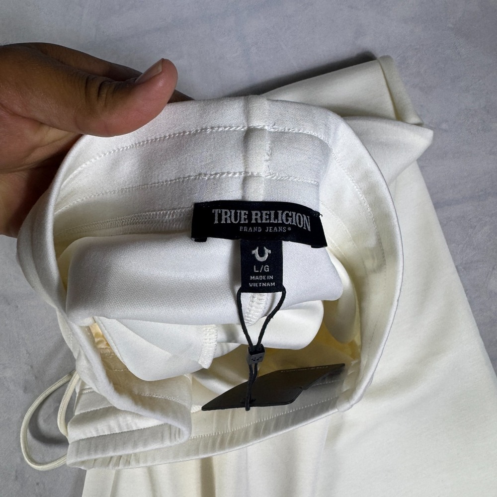 NWT True Religion Mens Sweatpants Off-White Straight Leg Comfy Relaxed Fit Large - Picture 16 of 16